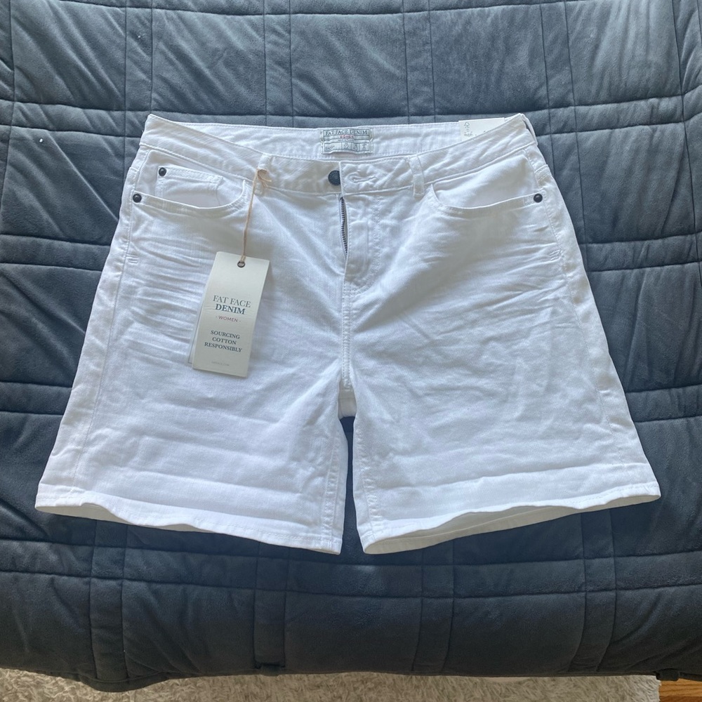 white denim shorts